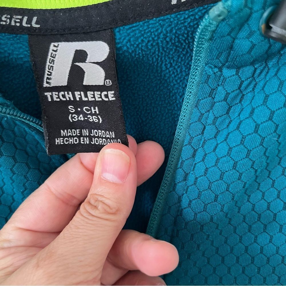 Russell Athletic Teal Textured Full Zip Performance Hoodie Men’s Small - Picture 5 of 14